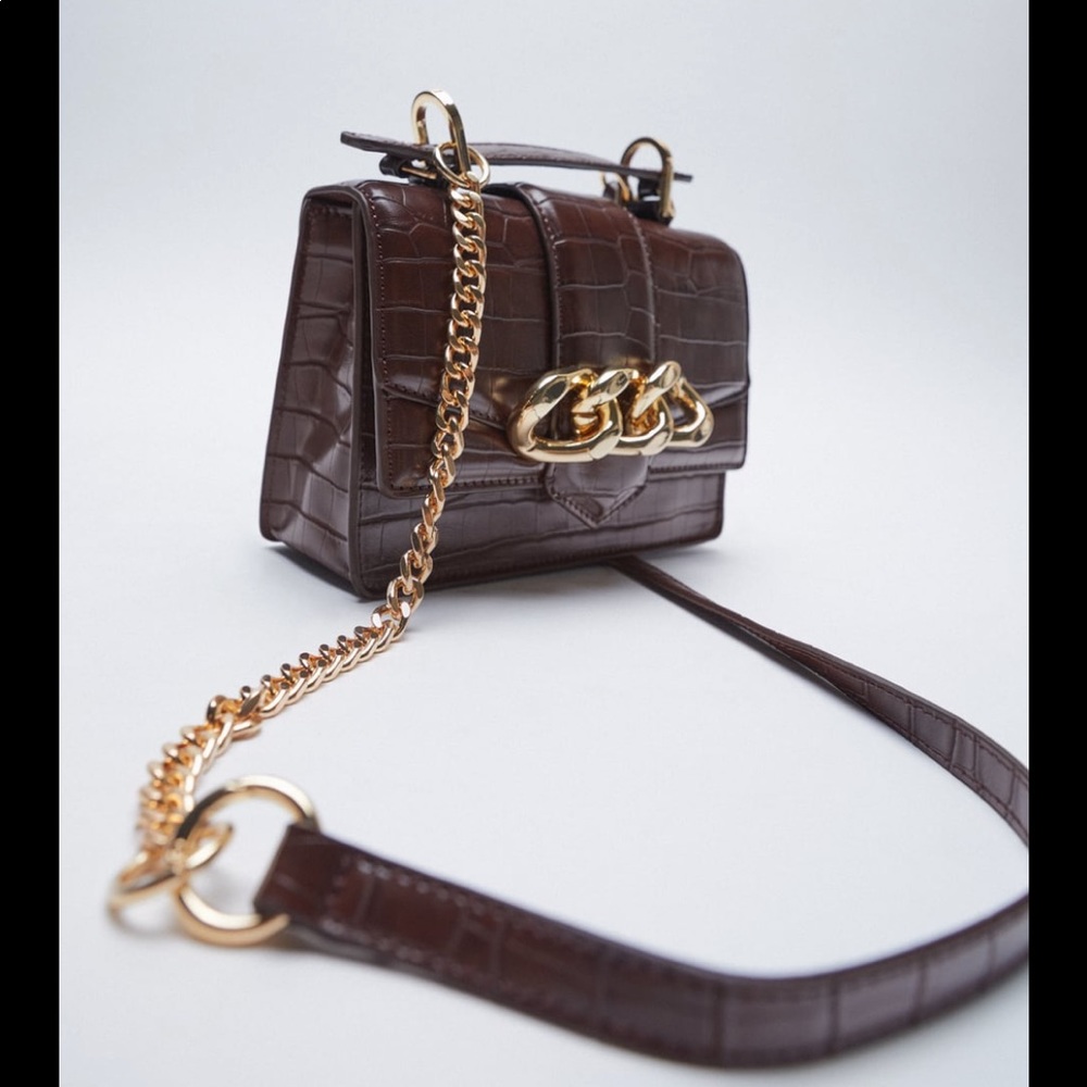 Zara ❤️Bloggers Favorite Brow Gold Chain Shoulder Bag - Picture 10 of 13